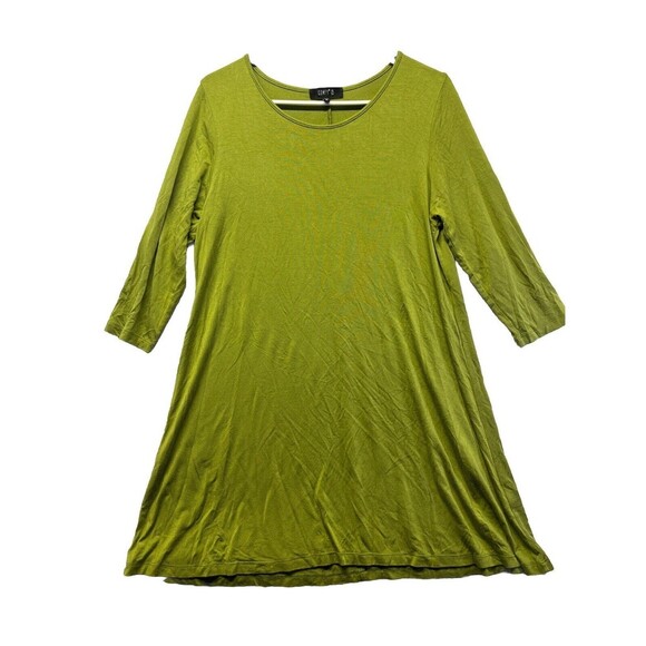 Comfy USA Pullover Tunic Top 3/4 Sleeve Lagenlook Green Size M Minimal Scoop - Picture 1 of 4
